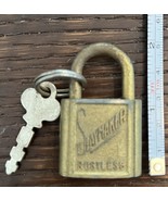 Antique Brass Traveler Padlock Nice Collectible Lock Slaymaker Rustless ... - $6.16