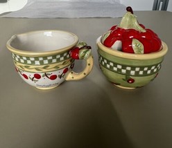 Vintage 1998 Enesco Mary Engelbreit Sugar And Creamer Set Cherries - $23.76