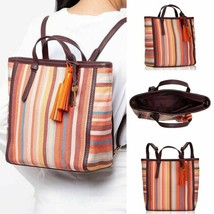 Fossil Camilla Small Backpack Striped Orange ZB1403842 Canvas Tote Bag NWT $158 - £67.01 GBP