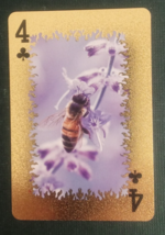 Animal-Themed Golden Foil PVC Mini Playing Card Bee 4 Clubs - $1.84