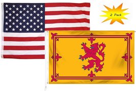 2x3 2&#39;x3 Wholesale Set (2 Pack) USA American &amp; Scotland Lion Scottish Country F - $9.44