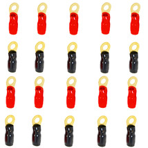 0 Gauge Gold Ring Terminal 20 Pack 1/0 AWG Wire Crimp Cable Red Black Boots 5/16 - £29.71 GBP