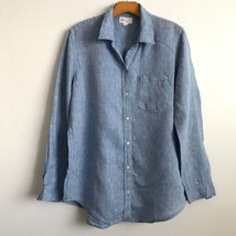 Gap Linen Shirt M Boyfriend Fit Blue Button Down Long Sleeve Collared Ca... - $26.72