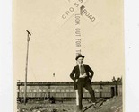 Young Man in Front of Railroad Crossing Sign Photo Old Railroad Passenge... - $17.82