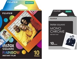 Instax Sq\. Monochrome Film - 10 Exposures (16671332) And Instax Sq\. Rainbow - £35.71 GBP