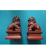 Chinese Foo Dogs Resin Book Holder Figurines Paperweight 7 &quot; Pair - $124.73