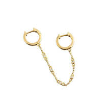 Anyco Earrings Gold Plated Creative Bohemian Cuban Link Chain Pave Zircon Stud  - £28.01 GBP