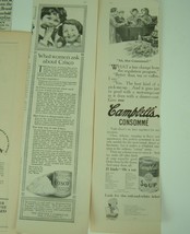 Vtg antique Magazine ads Food lot scrapbook Borden Crisco Mellins Mirro Campbell - £15.54 GBP