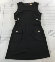 Michael Kors Tank-Kleid Damen 4 Schwarz Vordertaschen Rücken Zip Kette D... - $24.73