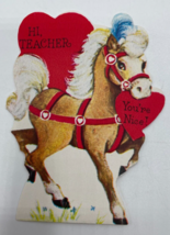 Valentines Day Vintage Greeting Card For Teacher Hallmark Show Pony Horse Hearts - £3.80 GBP