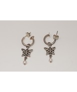 SX 925 Thailand Butterfly &amp; Faux Pearl Dangle Earrings - £31.45 GBP
