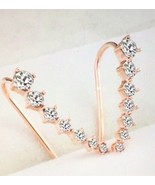 Womens gold Long Crystal Stud Ear Hook Earrings Jewelry Crawlers - £7.49 GBP