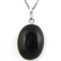 925 Sterling Silver Black Onyx Handmade Necklace 18&quot; Chain Festive Gift PS-1636 - £22.40 GBP