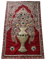 Interior Tapestry Multi Golden Wire Persian Jeweled Kashmir Wall Hanging - £302.76 GBP+