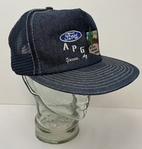 Vintage FORD Denim Mesh Trucker Hat APG Arizona Proving Grounds Snap Back - $133.60