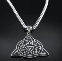 Witch Symbols Celtic Triquetra Necklace Stainless Steel - £10.12 GBP