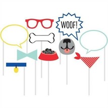 Dog Party Photo Booth Props 10 Pack Paper Boy Adult Birthday Decorations - £8.83 GBP