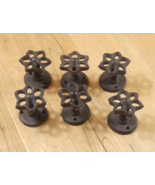 6 CAST IRON FAUCET KNOB SPIGOT FLOWER HOOKS COAT HAT DRAWER PULL *ROUGH ... - $503.80 MXN