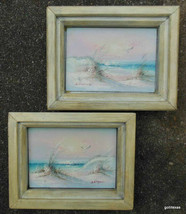 Vintage Set of 2 Sea Shore Painting 1992 Ambergris Caye Balize Signed Framed - £27.26 GBP
