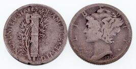 Lot of 2 Mercury Dimes (1924-S and 1926-S) in F - VF Condition, Natural ... - $64.18
