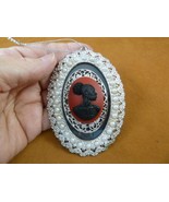 CA20-166 RARE African American LADY orange black CAMEO silver + pearl or... - $38.36 CAD
