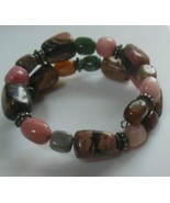 Polished Multi-Color Multi-Stone Bead Wire Wrap Bracelet - $61.80 CAD