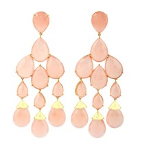 925 Sterling Silver  Pink chalcedony earring,  Long Earring for Women Orange  - £360.50 GBP