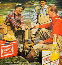 1965 Miller High Life Beer Advertisement Vintage Brewery Fishing Scene D... - $24.99