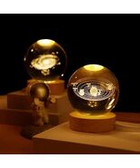 3D Crystal Galaxy Moon Planet Ball with Base Table Lamp USB LED Night Light Gift