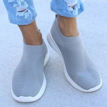 Women Shoes Flat Slip on White Shoes gray 9.5 - £15.97 GBP