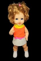 Vintage 1967 Mattel Baby Sister Small Walk 11&quot; Doll In Original Outfit - $43.07