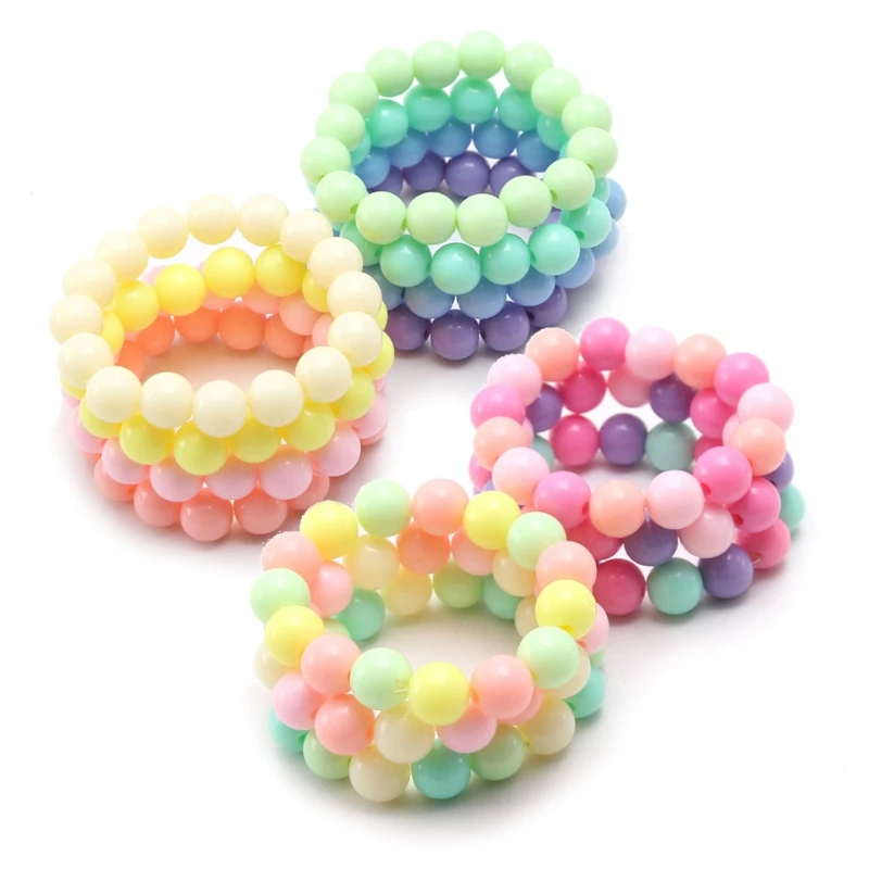 10Pcs/Set Children Girls Charm Bracelet Kids Cute Mini Colorful Pearl Bead Elast - £15.47 GBP