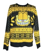 Garfield Cat Ugly Christmas Sweater Black Yellow Fair Isle Nickelodeon M... - $54.14 CAD