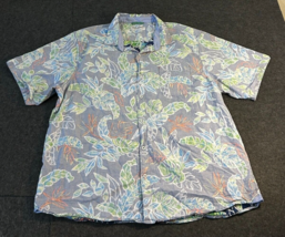 Tommy Bahama Shirt Men&#39;s 2XL Blue White Nova Wave Reverse Print Hawaiian... - $27.66