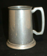 Vintage Sheffield English Pewter Tankard Glass Bottom Brushed Finish - £29.60 GBP