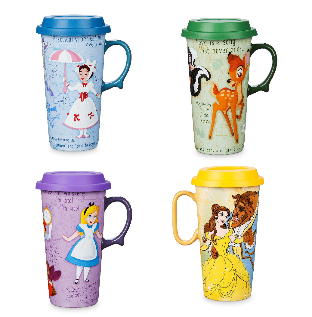 Disney Store Travel Mug  Alice Bambi Cinderella New 2019 - $59.95