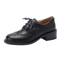 Shoes Woman Cowhide Ladies Shoes British Style Quality Oxfords Lace-Up Brogue Sh - £113.78 GBP