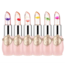 Pack of 6 Crystal Flower Jelly Lipstick, Long Lasting Nutritious Lip Bal... - £11.66 GBP