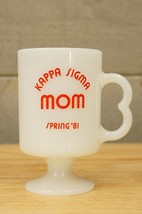 Vintage Milk Glass Footed Tea Coffee Mug Kappa Sigma MOM Spring 1981 Red... - $12.86