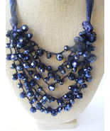 New Black Iridescent Faceted Beaded Women&#39;s Necklace Holiday Gift - £22.12 GBP