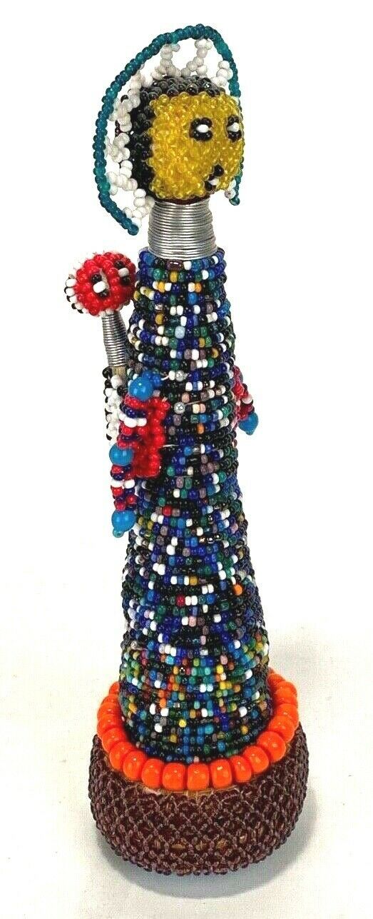 Primary image for VINTAGE BEADED NATIVE AMERICAN MOTHER & BABY DOLL - 9" Tall~ BEAUTIFUL!