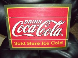 Primitive Rustic Wood Coca Cola Sign Pop Coke Drink - Sold Here Ice Cold NEW - £14.93 GBP