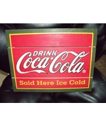 Primitive Rustic Wood Coca Cola Sign Pop Coke Drink - Sold Here Ice Cold... - £15.15 GBP