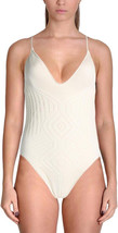 Polo Ralph Lauren White Plunge Neckline Knit One Piece Swimsuit, Medium ... - $49.01