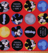 Mickey Mouse There is Only One Circles Kids Red Fleece Fabric Print BTY A335.19 - £7.82 GBP