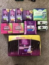 mix lot pf pads, tampons, liners poise tena playtex u by kotex. you get ... - $51.41