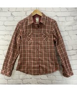 The North Face Western Shirt Womens sz M Med Brown Red Plaid Long Sleeve - £15.58 GBP