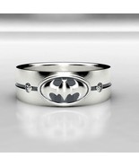 0.16Ct Brilliant Round Cut Diamond Batman Men&#39;s Ring Band 14K White Gold... - $105.31 CAD
