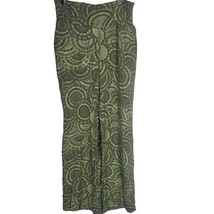 Three Dots Pull On Pants M Womens Green Woodland Mosaic Print Straight Leg - £10.91 GBP