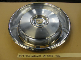 OEM 66-67 Cadillac Deville 15&quot; HUBCAP WHEEL COVER W/ CREST EMBLEM SLOTTE... - £38.91 GBP